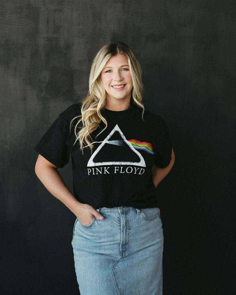A woman in a Calgary studio having her portrait taken.