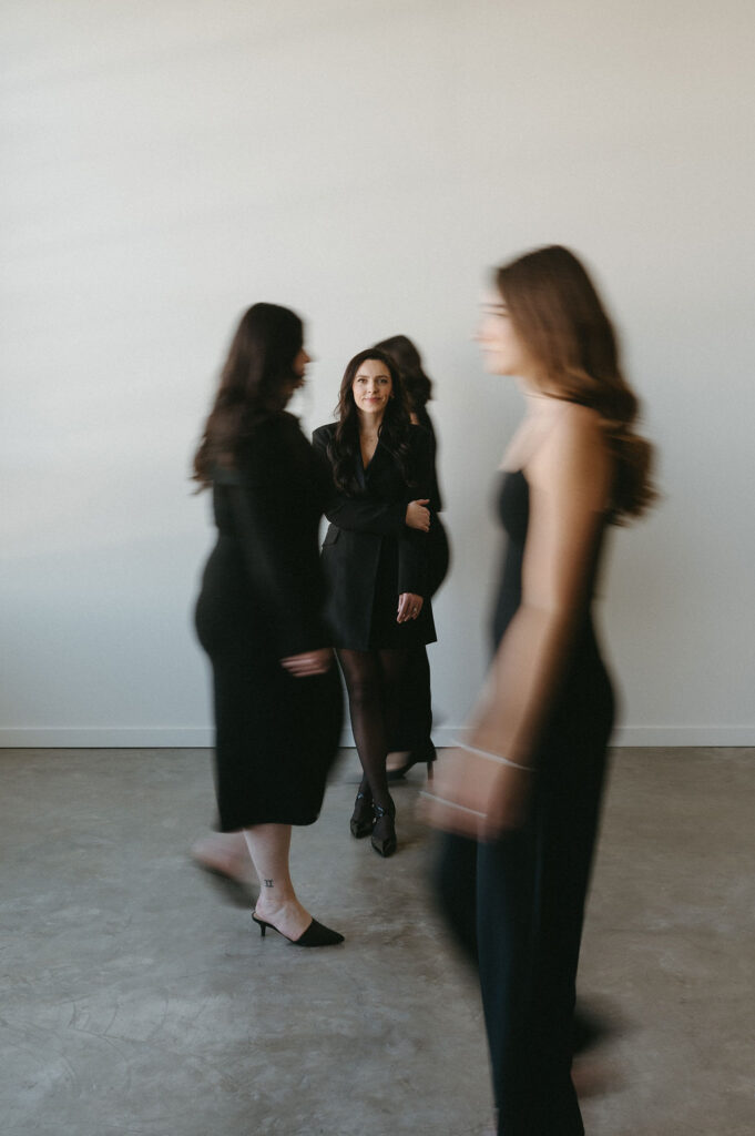 A group of woman having their brand photography session in a studio in Calgary.