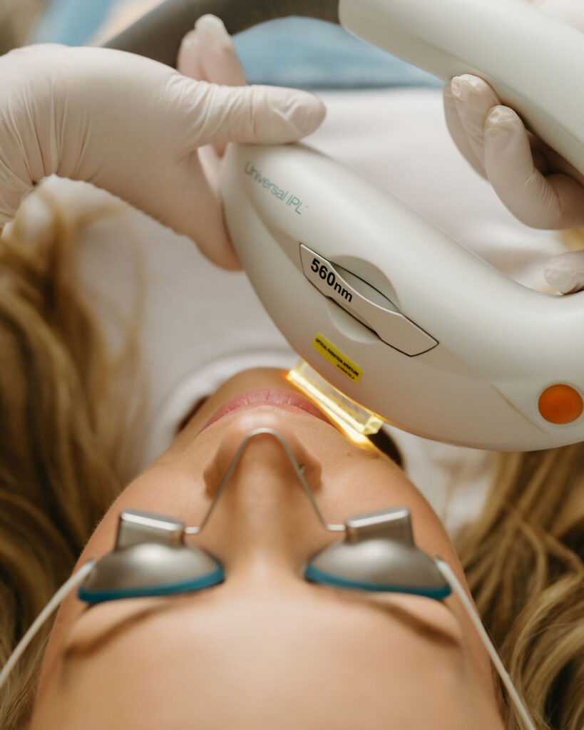 A Calgary stock photographer taking an image of facial lasering. 